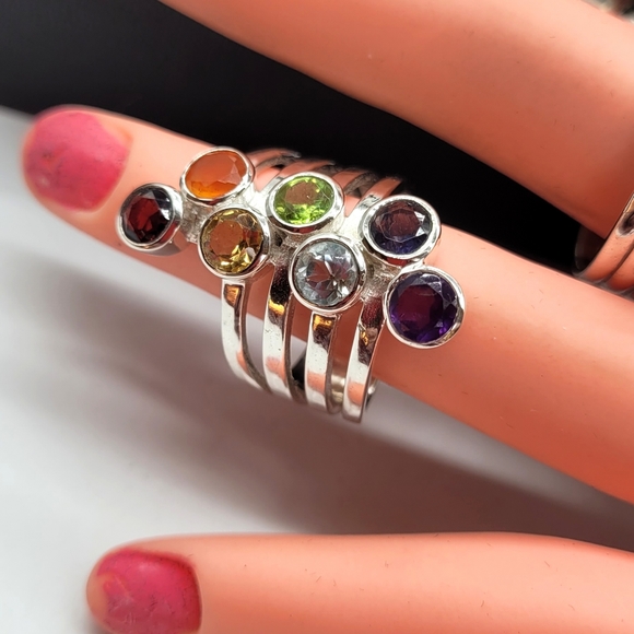 🙏7 stone sterling silver 925 chakra ring - Picture 4 of 4